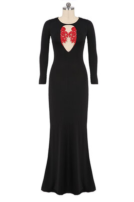 

European Style Womens New Fashion Cocktail Prom Gown Long Sleeve O-neck Long Dress