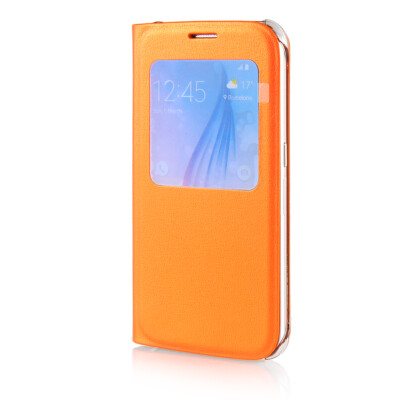 

MOONCASE High grade Leather Side Flip Pouch Shell Back ЧЕХОЛ ДЛЯ Samsung Galaxy S6 Orange