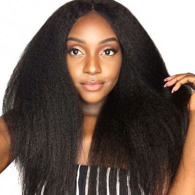 

YVONNE 180 Density Kinky Straight Wig Lace Front Human Hair Wigs For Black Women Brazilian Virgin Hair Natural Color