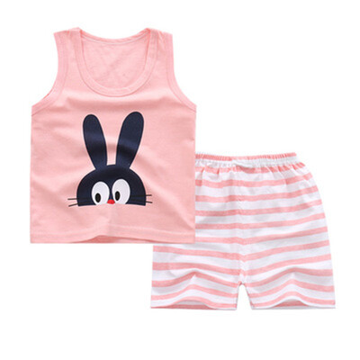 

Summer Baby Clothing Set Cartoon Boys Girls Children Clothes Set Sport Infant Kid Suits Tracksuits Cotton Vest Pants