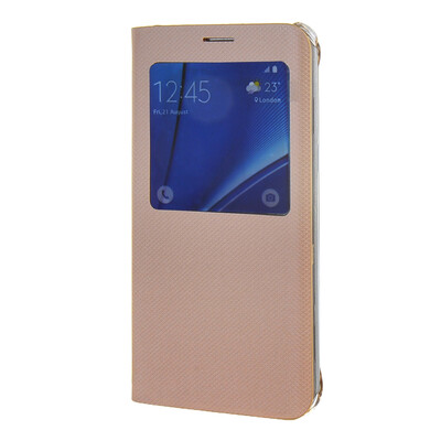 

MOONCASE Чехол для Samsung Галактики С6 край плюс Ультра тонкий вид из окна флип кожаный чехол Голд