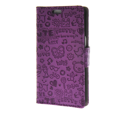 

MOONCASE Magic Girl lovely Flip Pouch Card Holster PU Leather Wallet чехол для Samsung Galaxy J1 Purple