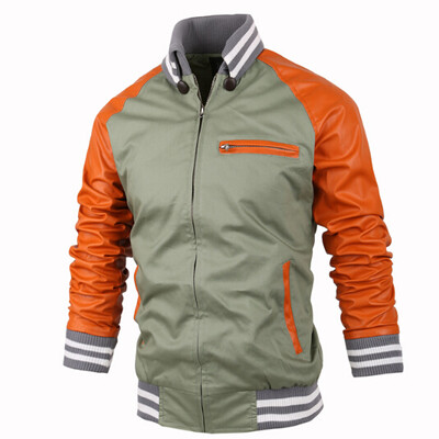 

Zogaa New Mens Jacket Fashion Slim Stand Collar Color Matching