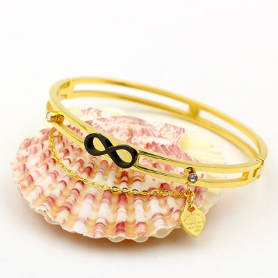 

New Black Lucky Bracelet 8 Word Chain Heart Bracelet Women Fashion Korean Accessories Bracelet