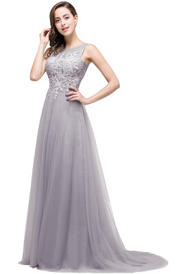

Lace Tulle Long Evening Formal Pageant Prom Gown Ball Gown A-line Wedding Dress