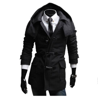 

Zogaa Mens Wool Coat Horn Botton Slim
