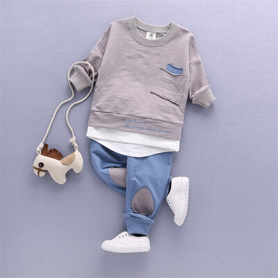 

2018 Autumn Boy Baby Fall Set Full Cotton Long Sleeved Shirt Can Open Skull Pants Boys Leisure Sports Wear