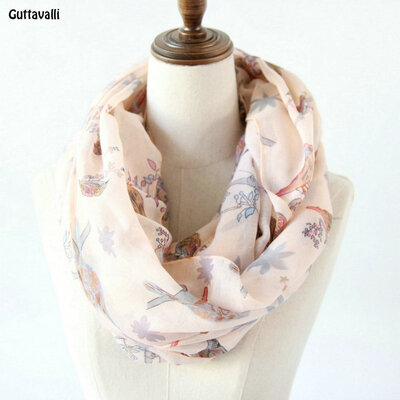 

Guttavalli Women Charm Birds Animal Ring Shawl Vintage Stripe Chevron Loop Scarf Soft Bohemia Геометрические цветы Бесконечные шарфы