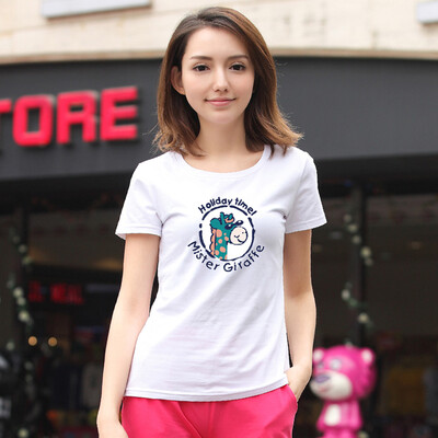 

Yu Zhaolin YUZHAOLIN Print T-Shirt Womens Comfortable Thin Colorful Tops Womens Turtleneck Short Sleeve Summer Cartoon Print White S