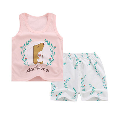 

Summer Baby Clothing Set Cartoon Boys Girls Children Clothes Set Sport Infant Kid Suits Tracksuits Cotton Vest Pants