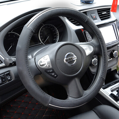 

Micang car steering wheel cover car top layer cowhide leather breathable cover four seasons universal charm brown