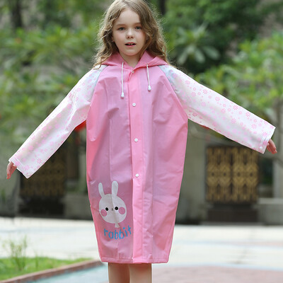 

Many beautiful childrens raincoat boys&girls childrens poncho bag thick cartoon student baby poncho inflatable hat pink XX