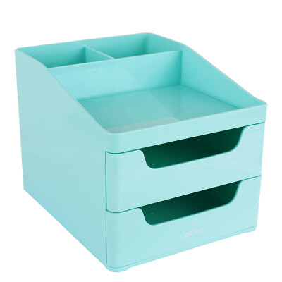 

Deli 8901 trumpet double multi-functional space-saving drawer-type storage box storage box cosmetic case light green