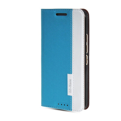 

MOONCASE Leather Side Flip Wallet Card Slot Pouch Stand Slim Back Case Cover for Htc One M9 Blue white