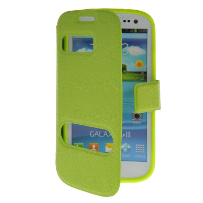 

MOONCASE View Window Leather Side Flip Pouch Stand Shell Back ЧЕХОЛ ДЛЯ Samsung Galaxy S3 I9300 Green