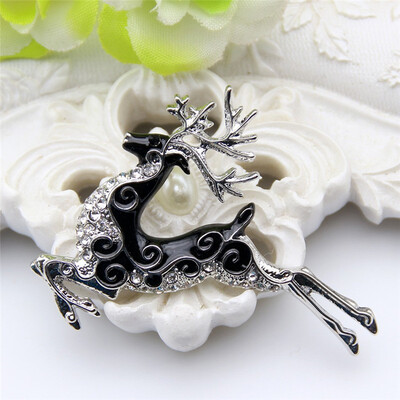 

Fashion Office Women Deer Brooch Pin Rhinestone Enamel Gold Color Jewelry Pins Animal Brooches Broches Ladies Lapel Hijab Pins