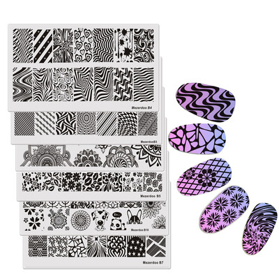 

10Pcs Template Stamping Plate Goemetry Rectangle Nail Art Image Plate Various Flower Pattern DIY Manicure Stamp Tools B1-B10