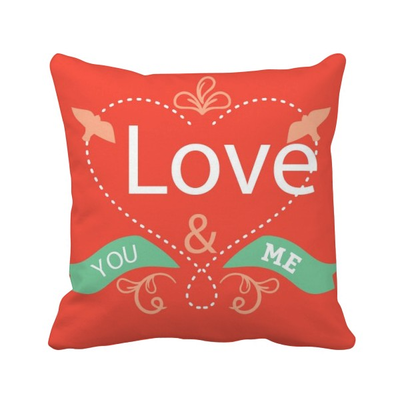 

Valentines Day Red Green Love You Square Throw Pillow Insert Cushion Cover Home Sofa Decor Gift