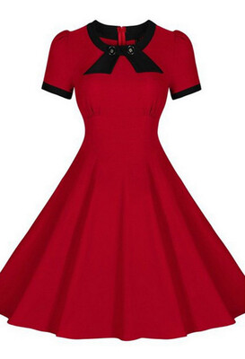 

Bigood Women Sweet Round Neck Short Sleeve Casual Skirt Dress Party Skirt