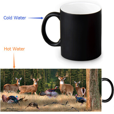 

Deer 350ml12oz Heat Reveal Mug Color Change Coffee Cup Sensitive Morphing Mugs Magic Mug Milk Tea Cups
