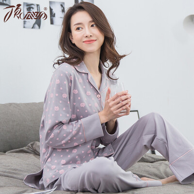 

Top melon melon pajamas home service female cotton long-sleeved cartoon sports suit 21060 gray 160