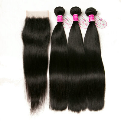 

CLAROLAIR Hair Brazilian Virgin Hair With Closure 3 Bundles With Closure Brazilian Straight Hair With Closure Virgin Unprocessed H