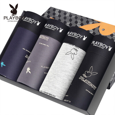 

Playboy Panties Mens Boxer Mens Underwear Ice Silk Sexy Breathable u Convex Waist Elastic Mens Corner Shorts Head 4 Pack 5596a Multicolor