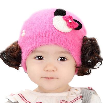 

Buebos Ninos 2015 New Winter Warm Baby Hat Tomentum Thicken Soft Wool Crochet Knit Infant Beanie Cap Mouse Wig curls Patten Hat for Infant Newborn Children Toddler Christmas Gift