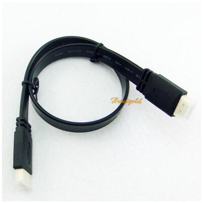 

Short Black HDMI Male to Male Plug Flat Cable Cord Full HD for Audio Vedio HDTV
