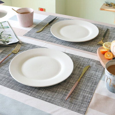 

Yuanyuan smoke gray PVC placemat Japanese style tableware cushion cafe Western restaurant insulation waterproof placemat anti-scalding bowl mat 2 pieces