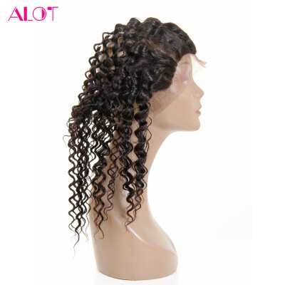 

Alot 22 * ​​4 * 2 Pre Plucked 360 Lace Фронтальная перуанская глубокая волна 100% человеческих волос Vigin