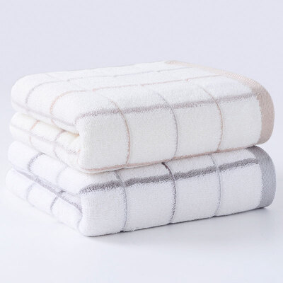 

Chinese knot ZHONGGUOJIE towel home textile bamboo fiber skin-friendly absorbent soft simple lattice large towel 2 strips 90g strip 3476cm