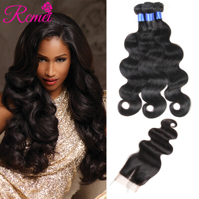 

Rcmei High Quality 8A Brazilian Body Wave Bundles With Closure 3 Bundles Body Wave Weave With Closrue Unprocessed Human Hair