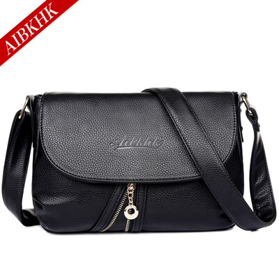 

AIBKHK Womens All-Match Genuine Leather Handbag Two Ply Cow Leather Messenger Bag Cross-body Bag Gift for Mother M502