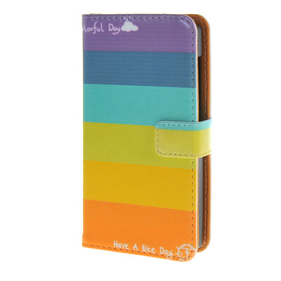 

MOONCASE ЧЕХОЛ ДЛЯ Microsoft Lumia 435 Rainbow Pattern Leather Flip Wallet Card Holder with Kickstand Back A05