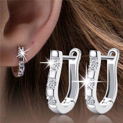 

Vanker Women Jewelry Plated Silver Harp Shape Diamond Earrings Pierced Ear Studs Gift