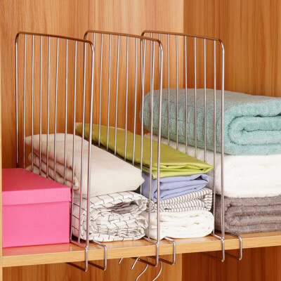 

ORZ 3PCS Closet Shelf Dividers Space Saving Shelves Wire Design White Wardrobe Chest Drawer Organizer Clothes Storage Rack