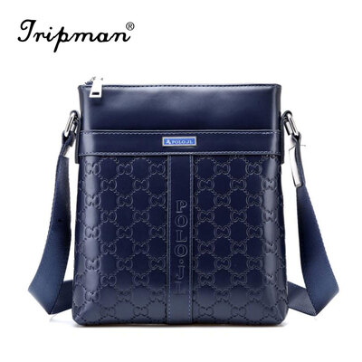 

New Promotion Brand design Embossed mens business package Elegant Blue Cross body Men Messenger Bags