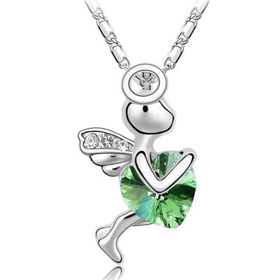 

Heart Crystal from Austrian Angel Pendant Necklace For Women High Quality Fashion Jewelry Friendship Party Gift 2211