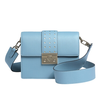 

Huasha map fashion shoulder bag trend Messenger bag retro three-dimensional square bag metal lock buckle leather 21046-1180 blue