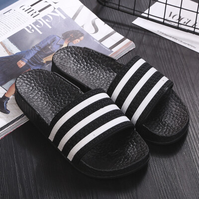 

Yuhuaze sandals&slippers spring&summer non-slip bathroom bath sandals soft bottom beach shoes men&women couples home outdoor striped shoes red M code