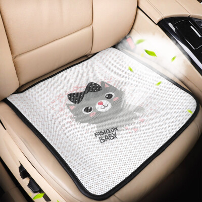 

Purple wind chime car seat cushion summer 3D small square pad front row single piece no back ice silk car seat four seasons universal single slip non-tie tied office seat cushion KT 2 piece small gray cat