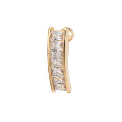 

Exquisite Women Zircon Piercing Belly Button Rings 316L Medical Steel Rectangle Copper Barbell Piercing Navel Punk Body Jewelry