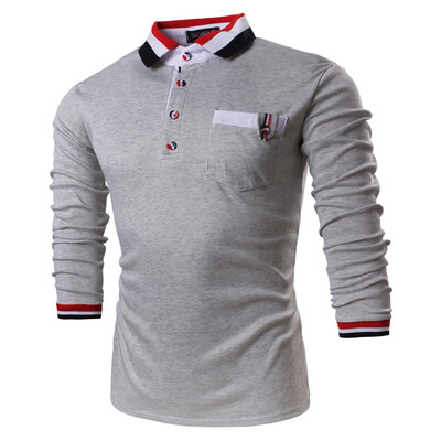

Zogaa New Mens POLO Shirt Splice Fashion Slim Long Sleeve