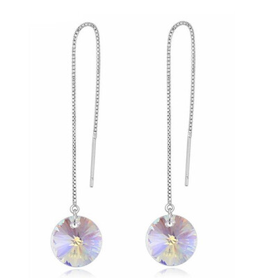 

Round Pendants Dangle Earrings Crystal from Austrian Pierced Long Drop Earrings Jewelry For Women Accessories 23077
