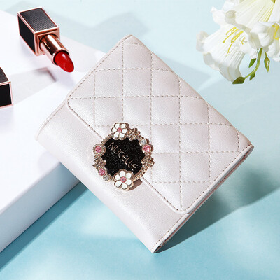 

New Zealand NUCELLE wallet ladies short student change simple multi-function zipper wallet card package 586 pearly shell gold