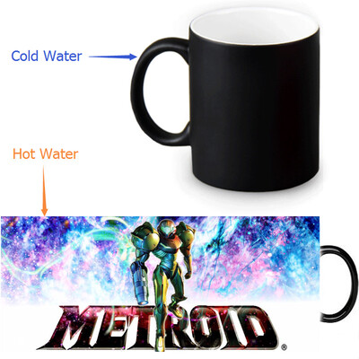 

Metroid 350ml / 12oz Heat Reveal Mug Color Change Чашка кофе Чувствительные морфинг-кружки Волшебная чашка для чайных чашек