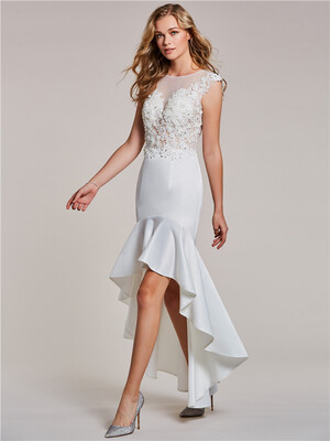 

CAZDZY Scoop Neck Beaded Mermaid Evening Dress