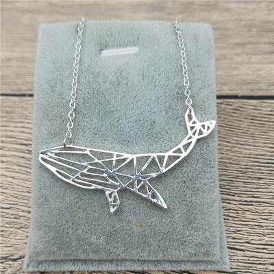 

New Origami Whale Necklace Trendy Style Origami Whale Pendant Necklace Women Fashion Ocean Jewellery Geometric Jewellery