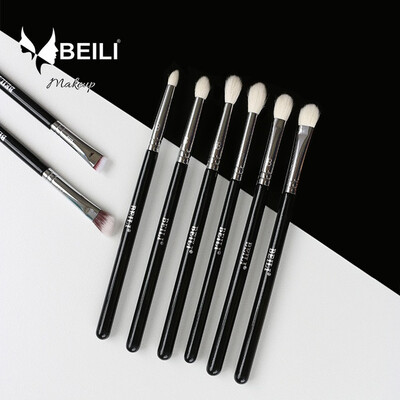 

BEILI 8шт Классический черный Pro Инструменты Коза Синтетические волосы Eye Shadowbrush Черные дымовые макияж кисти Set